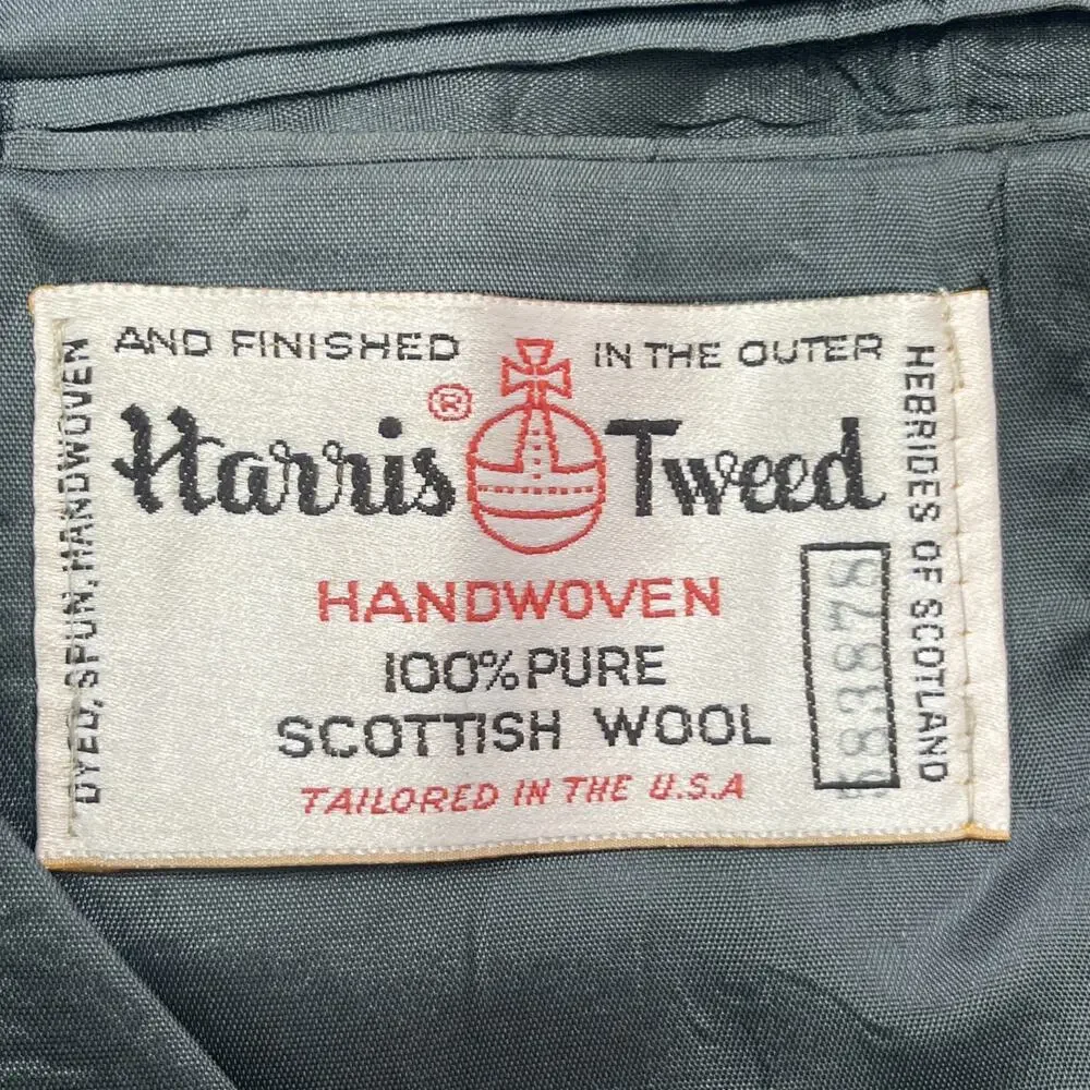 Harris Tweed Mens Herringbone Blazer Jacket 44R Pure Scottish Wool Unstructured